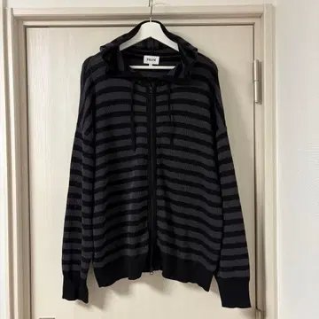 PAGEBOYLIM 보더 니트 풀 집업 후드티