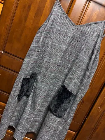 슬리브리스 체크 원피스 4L