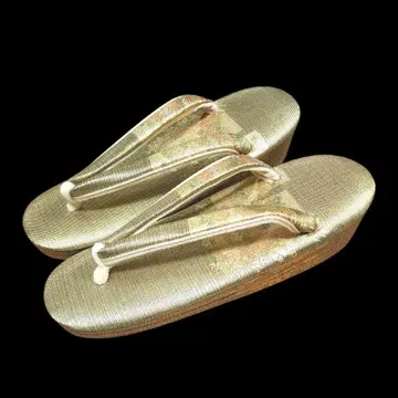 골드 컬러 꽃무늬 조리 오비 기모노 일본 의류 예복 멋짐