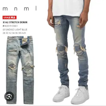 mnml X162 스트레치 데님 32인치 인디고 라이트 블루