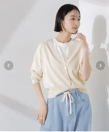 [ 미사용 ] 나노 유니버스 크림색 가디건 긴팔