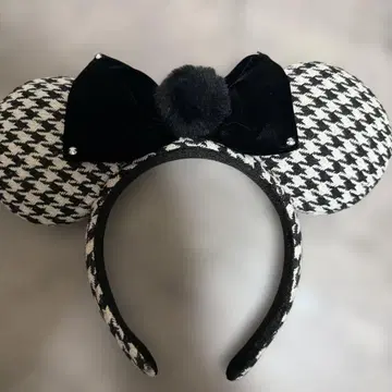 하운드 투스 패턴 미키 모양 머리띠