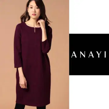 ANAYI 아나이 헤링본 자카드 코쿤 원피스 사이즈 38 보르도