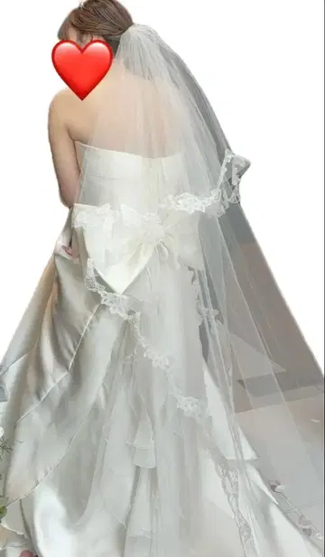 화이트 레이스 부착 웨딩 베일 3M