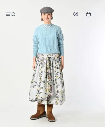 45rpm 45R 인도 카디 부케 스트라이프 프린트 구루구루 스커트