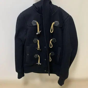 블랙 더플 코트 울 혼방