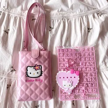 산리오 헬로키티 핑크 퀼트 스마트폰 숄더 마이파치룬