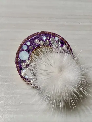 [ SALE ] 그루데코 퍼 부착 브로치 1개