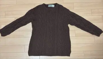 케이블 짜임 니트 브라운 메리노울 구제 의류 호미즈