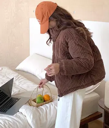 코듀로이 충전솜 다운 자켓