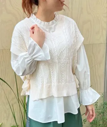 미사용 악시즈 시스루 패턴 베스트 앙상블