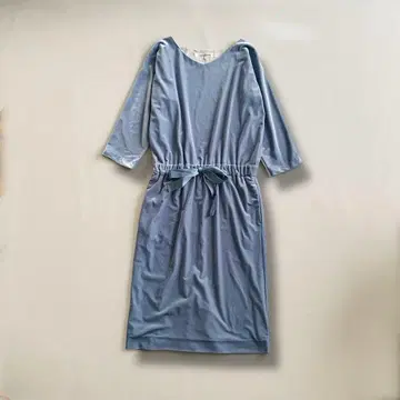 LOUNIE 벨로아 느낌 7부 소매 원피스 허리 리본 고급 L