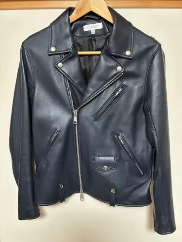 BEAUTY&YOUTH 네이비 가죽 더블 라이더 자켓 M