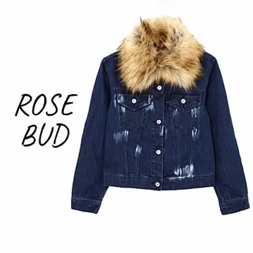 ROSE BUD (로즈버드) 퍼 옷깃 페인트 데님 자켓 블루종