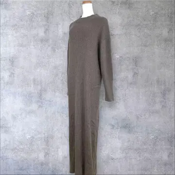 새상품급 뷰티앤유스 캐시미어 혼방 리브 보틀넥 맥시 원피스