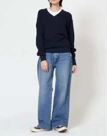 택 포함 미사용 새상품 신조네 하이 트위스트 코튼 니트 풀오버 네이비