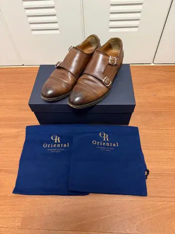 Oriental 브라운 더블 몽크 스트랩 슈즈