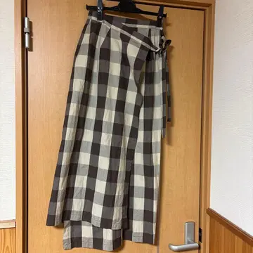 HAI SPORTING GEAR 체크 무늬 랩 롱 스커트