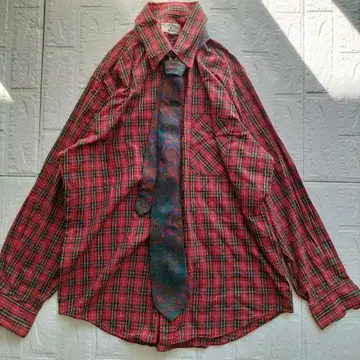 [ 90년대 레트로 셔츠 ] [ 레트로 실크 넥타이 덤 ] L 사이즈