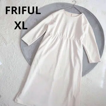 FRIFUL 롱 원피스 XL 화이트 허리 개더 빅 사이즈