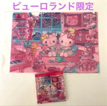산리오 퓨로랜드 한정판 헬로키티 50주년 클리어 파일 스퀘어 메모
