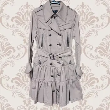 ALGONQUINS 트렌치코트 베이지 A라인 무릎 기장 펑크 록