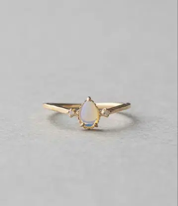 K10YG 오팔 & 다이아몬드 핑키링 ete