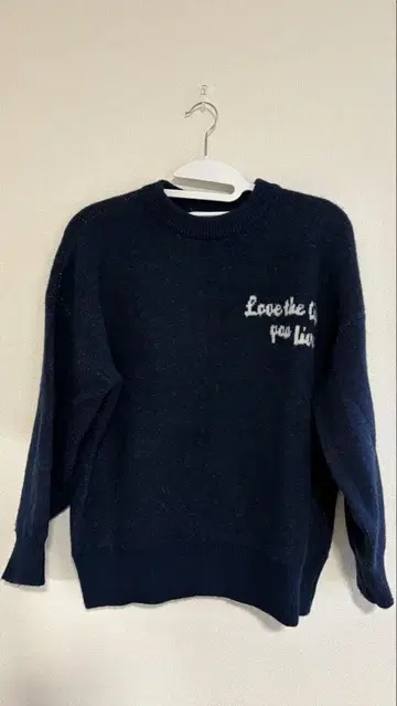 nemne store 하트 자카드 니트 풀오버 네이비