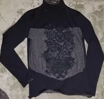 블랙 그래픽 자수 긴팔 니트