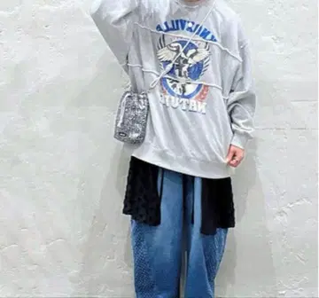 그레이 프린트 오버 사이즈 트레이닝복