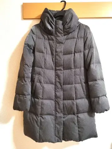 그레이 퀼팅 롱 다운 자켓