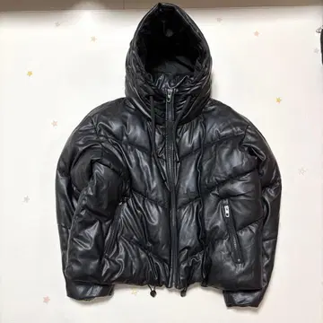 ZARA 블랙 인조 가죽 다운 자켓 M 짧은 기장 foodie