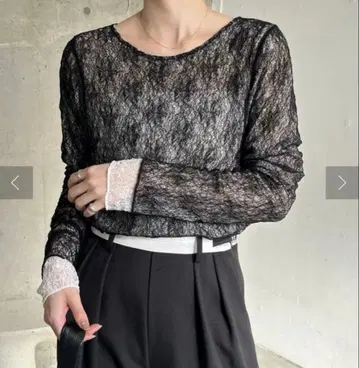 블랙 레이스 긴팔 상의 F 사이즈