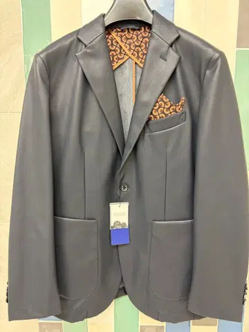 g-stage 지스테이지 페이크 레더 자켓 네이비 스트레치