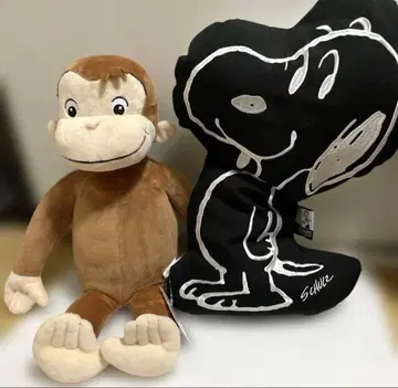 호기심 많은 조지 봉제 인형 스누피 쿠션 세트 USJ