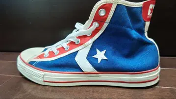 파랑 빨간색 하이컷 스니커즈 캔버스