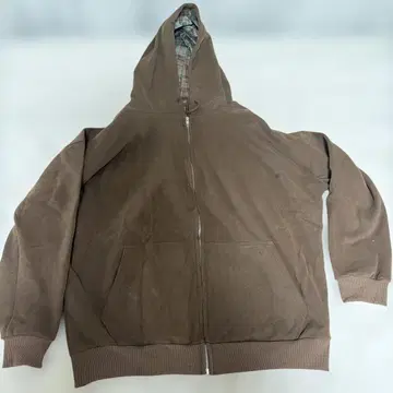 브라운 후드 부착 후드 맨투맨