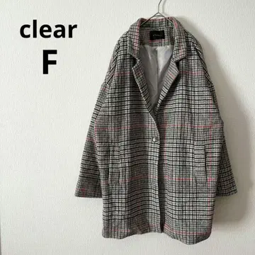 [클리어] 체스터 코트 F 그레이 체크 무늬 루즈핏 세련된 가을/겨울