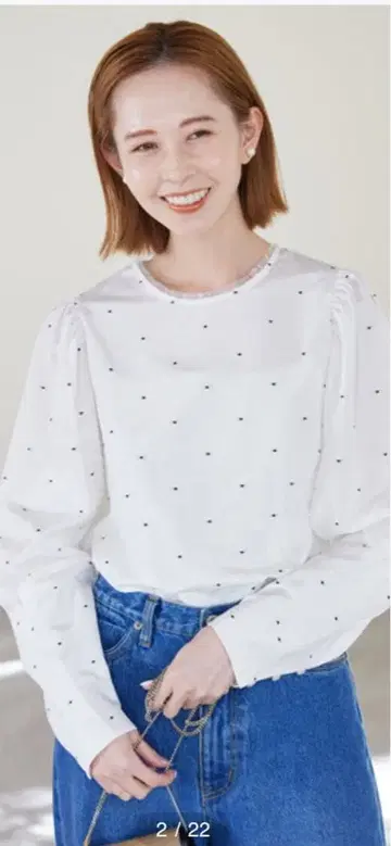 [ SLOBE IENA ] 도트 자카드 볼륨 슬리브 풀오버