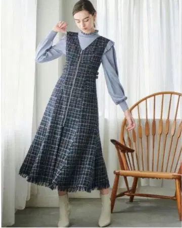 And Couture *팬시 트위드 지퍼 원피스 38* 클리닝 완료