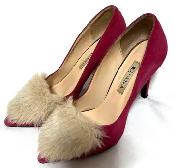 Diana 빨간색 스웨이드 퍼 하이힐