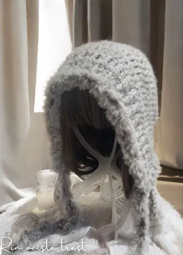 보닛 니트 모자 모자 핸드메이드 니트 복슬복슬 니트 모자 퍼