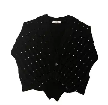 HIAND 벌룬 슬리브 펄 가디건