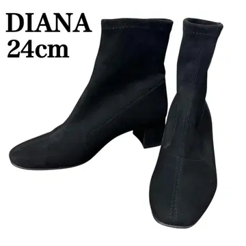새상품급 DIANA 다이애나 숏부츠 스웨이드 스퀘어토 블랙