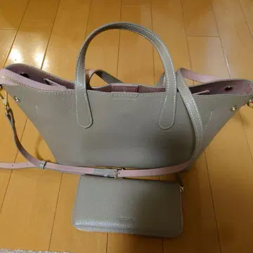 브라운 그레이 인조 가죽 가죽 숄더백 세트 지갑 포함