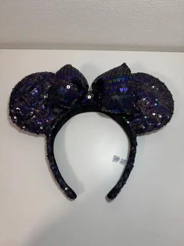 미니 귀 머리띠 블랙 보라색 스팽글