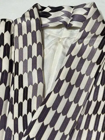 순수 실크 기하학 패턴 코몬 기모노