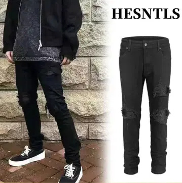라스트 1점 HESNTLS 블랙 스키니 데님