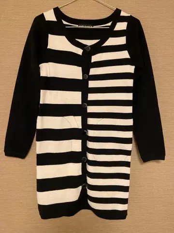 MARY QUANT 보더 비대칭 M 새상품급 원피스 가디건 긴팔