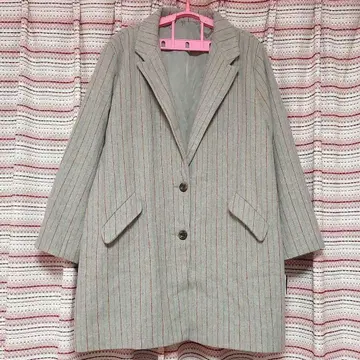 [ 새상품 ] 빅 사이즈 4L 스트라이프 패턴 체스터 코트